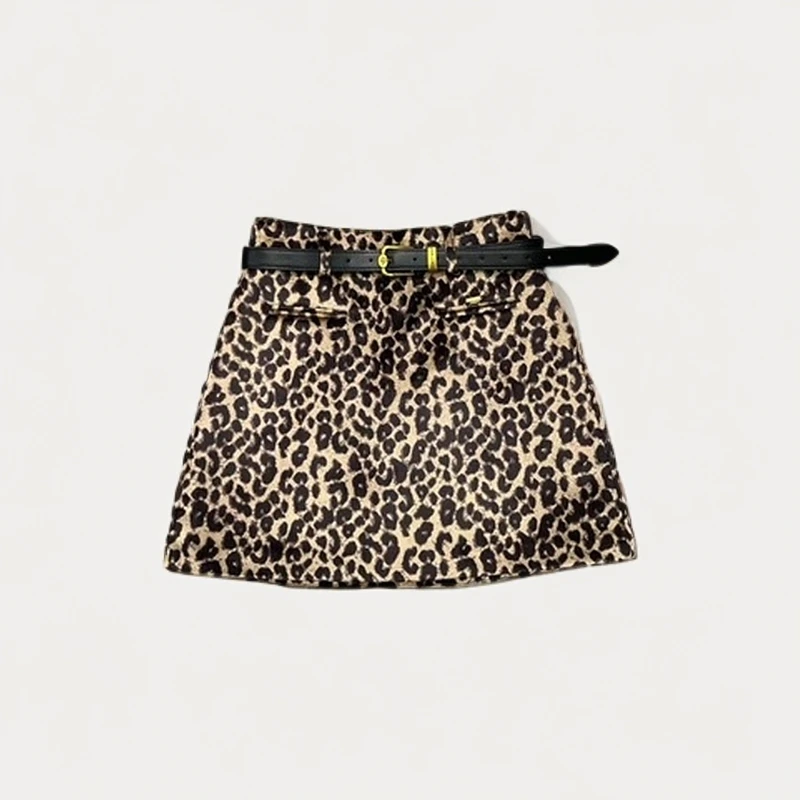 275169新款时尚气质高腰a字包臀豹纹短裙