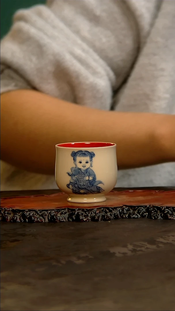 【闪购商品】青花手绘童子主人杯