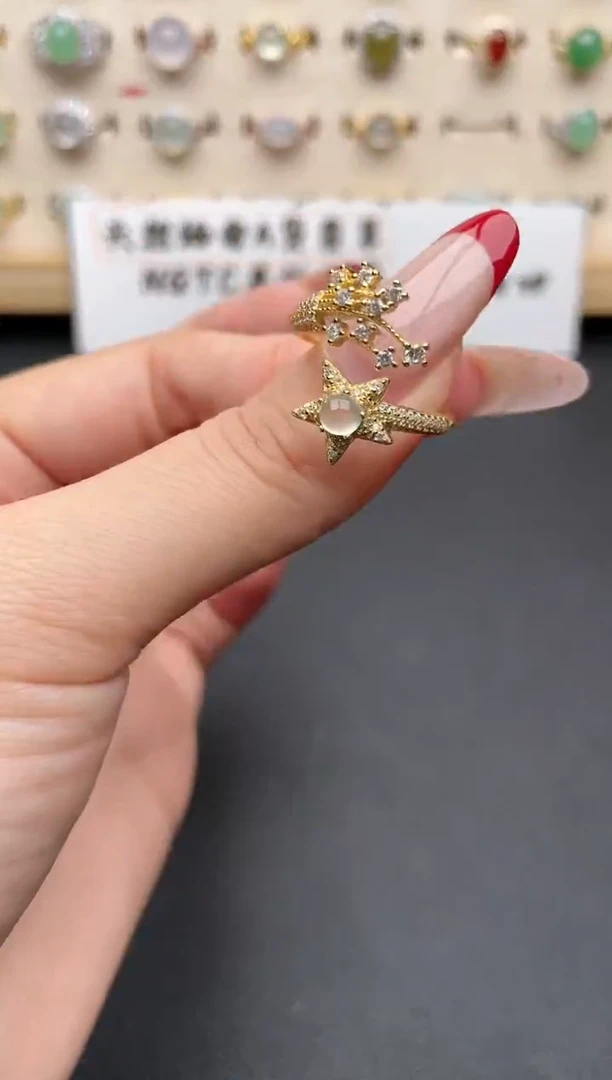 【闪购商品】翡翠戒指银S925镶嵌一物一证一礼盒