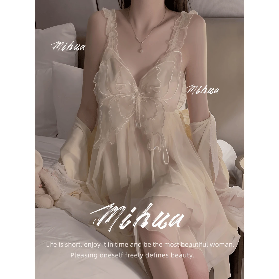 【狂欢之夜】80-140斤蕾丝气质轻奢复古法式宫廷薄款睡裙公主风