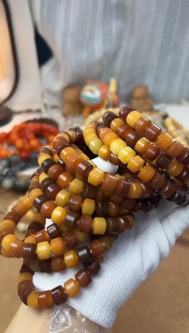 菩提根/象牙果手串10.6左右水磨金轮一条2101