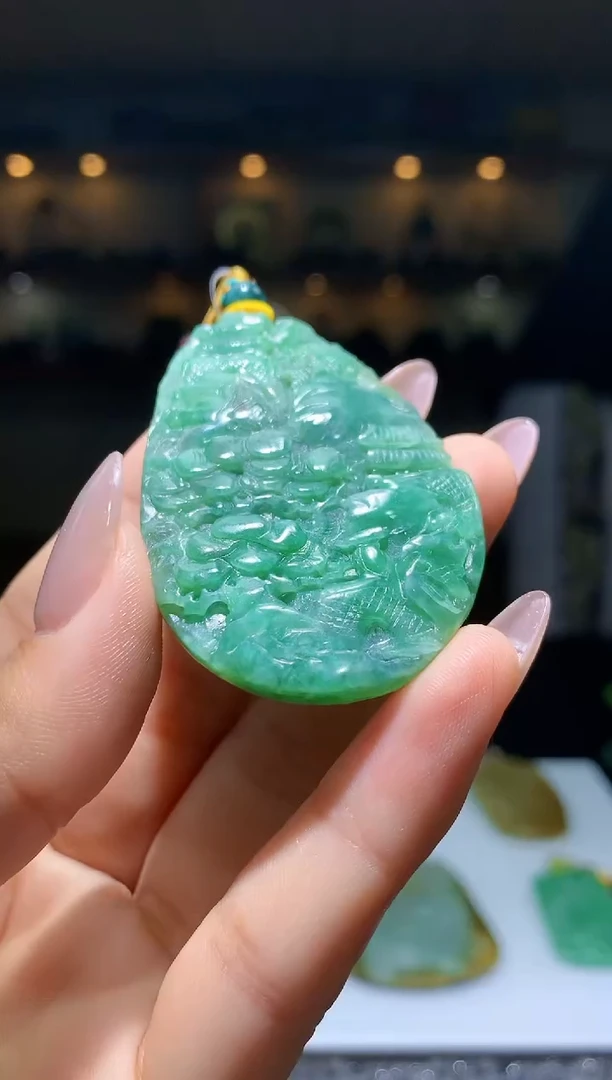 定制翡翠未镶嵌1087hm-毛货挂件19