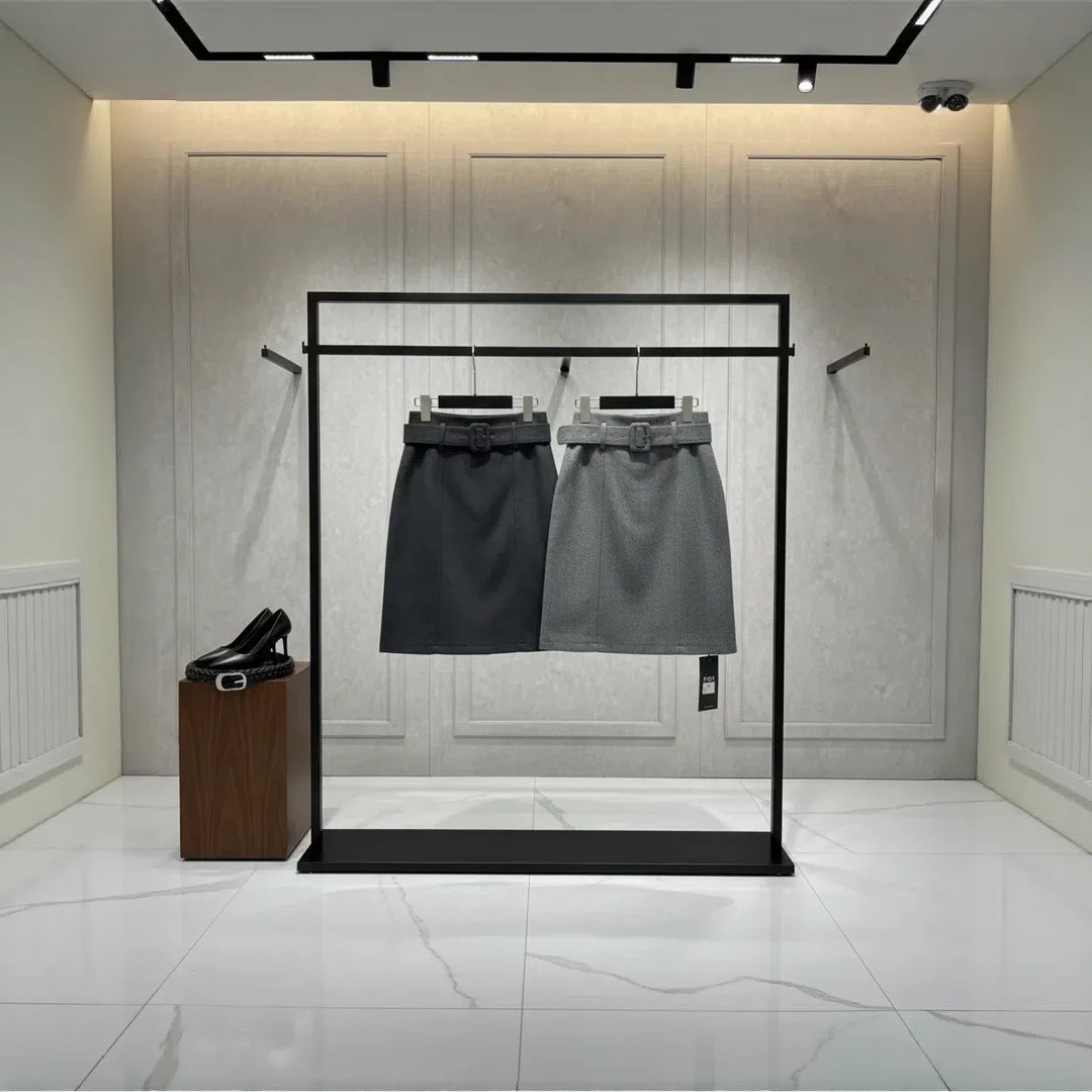 中长裙高腰A型A字裙直筒裙半身裙百搭s3936