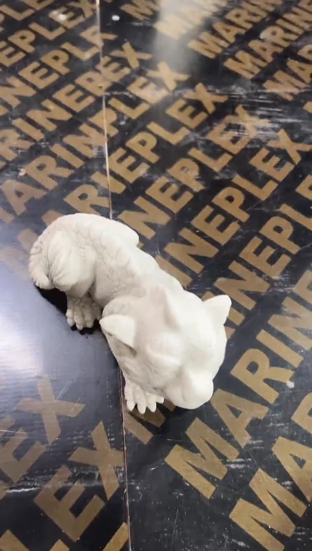 陶土丨白砂石趴着虎夔【微瑕】