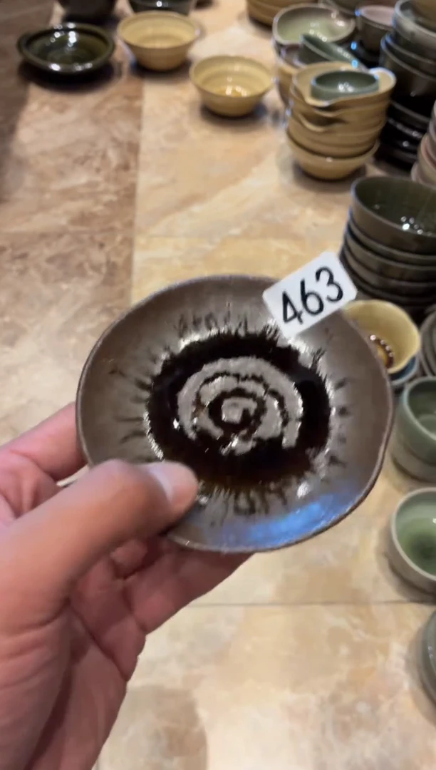 瓷片婵463手工窑变棕色碟子