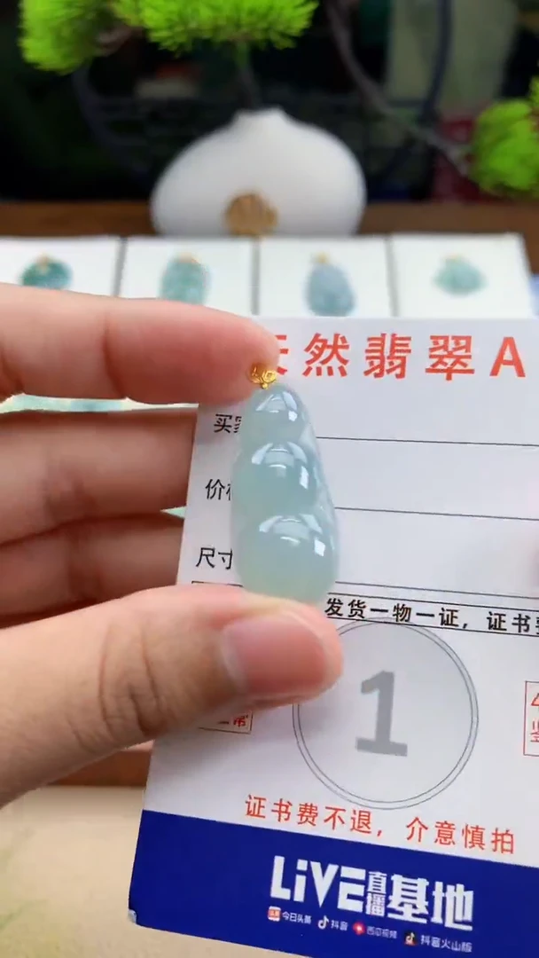 颈饰18K金镶嵌翡翠天然A货翡翠挂件