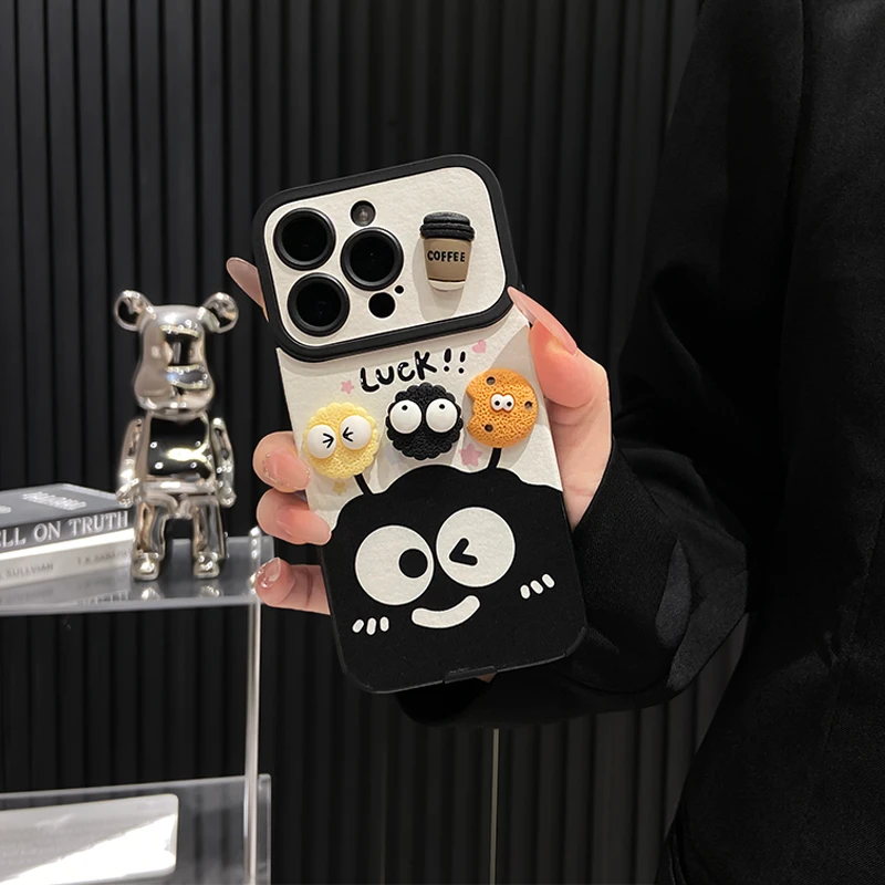 彩色星星煤球适用于苹果17promax手机壳大视窗小羊皮iPhone16/15