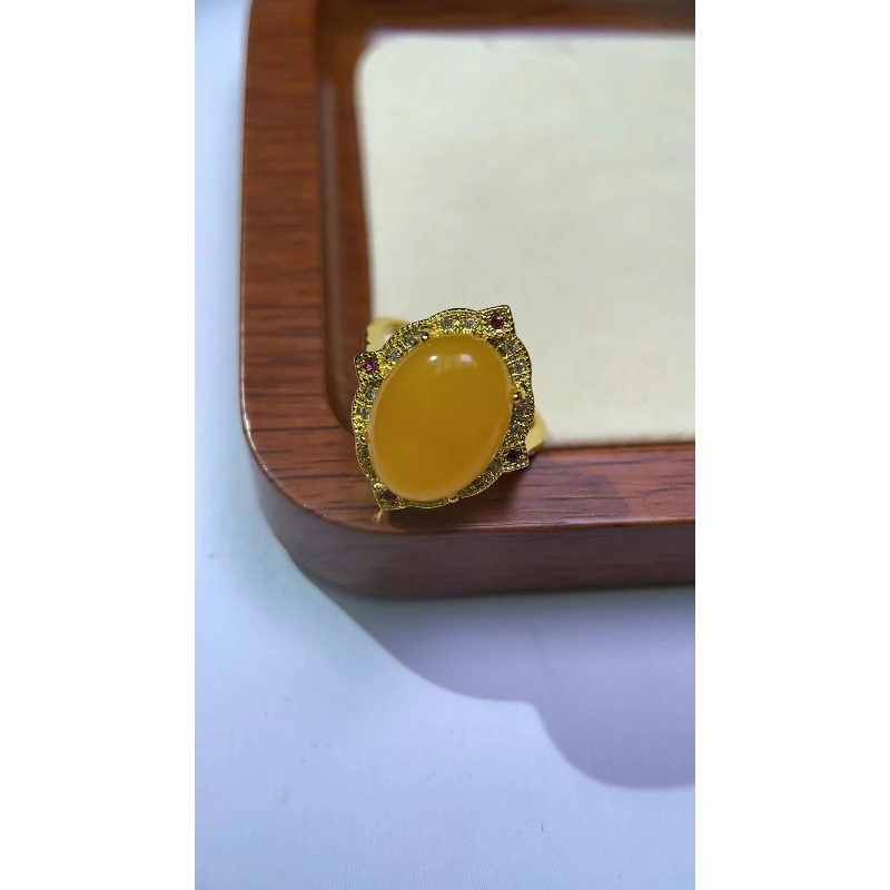 A421黄色戒指活口漂亮美丽精致开口可调节美丽