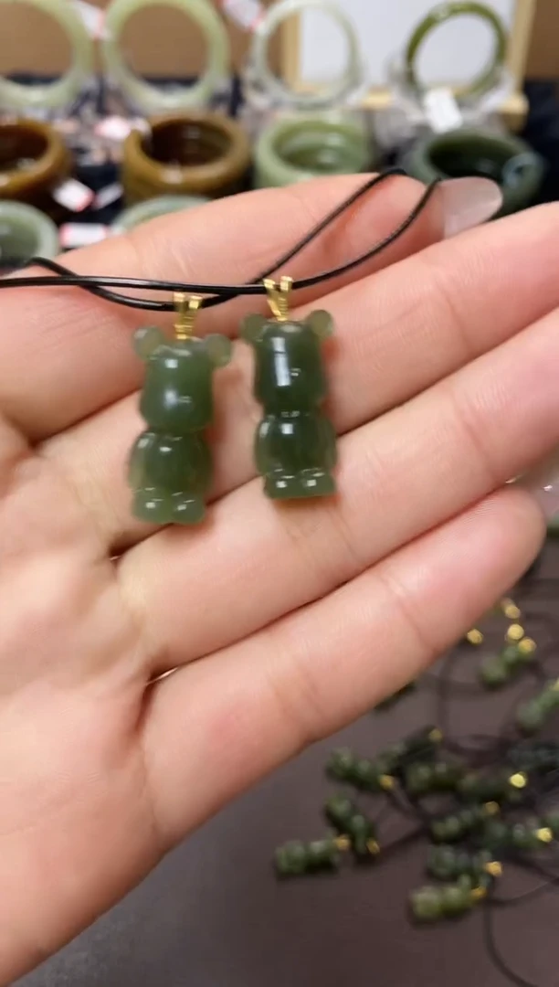 【闪购商品】和田玉颈饰未镶嵌和田玉银镶小熊吊坠 多样拍一发一