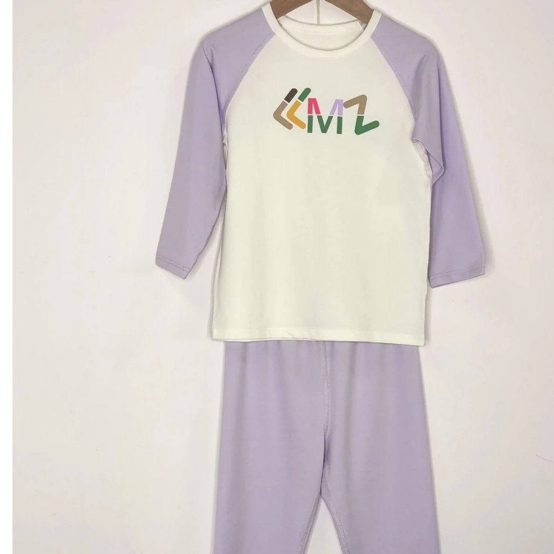 新款儿童棉打底套装家居服女童女孩长袖圆领