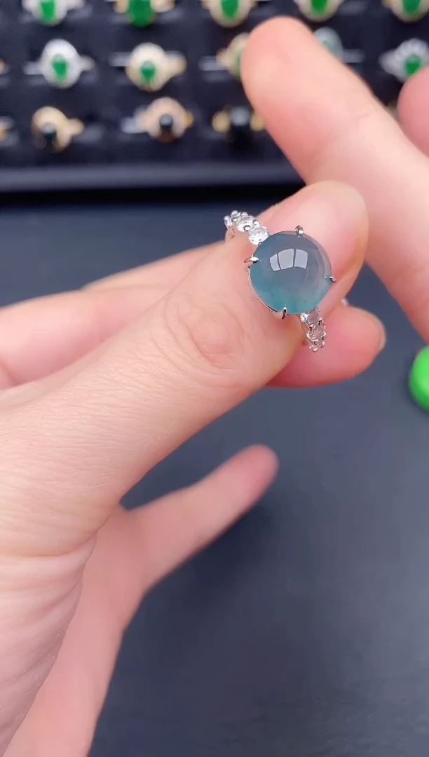 银S925镶嵌戒指翡翠天然a货翡翠16