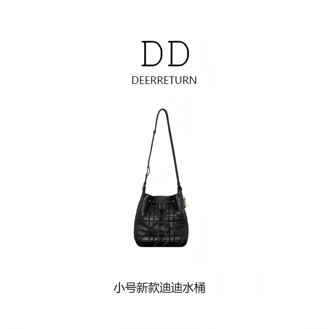 DD【小号新款水桶包】D-Motion迪迪羊皮真金电镀五金水桶单肩斜挎包