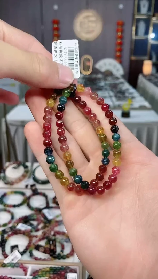未镶嵌透体老矿碧玺单圈手串6mm+碧玺xion多样性发货一条
