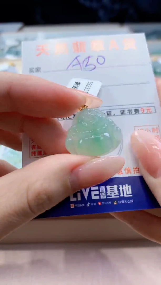 颈饰18K金镶嵌翡翠天然缅甸a货翡翠