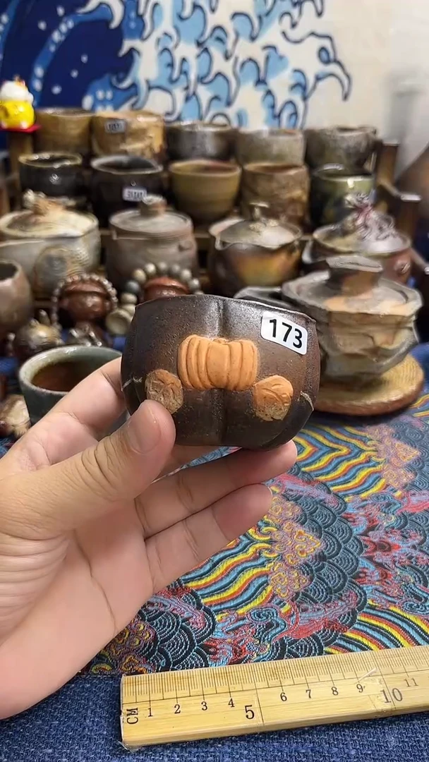 南瓜杯日式备前烧茶具茶器茶周边