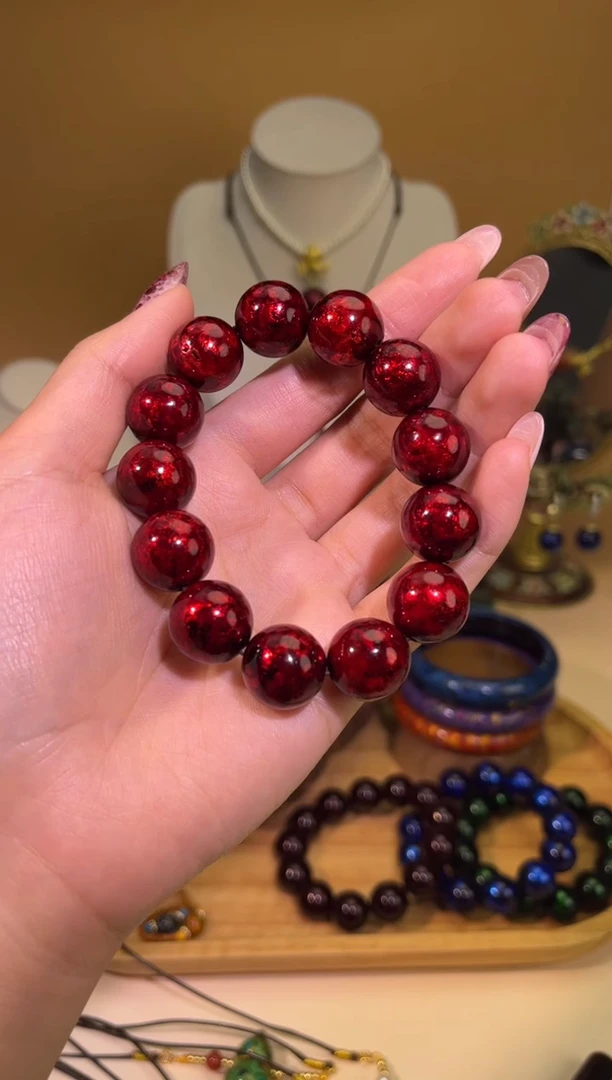 榕城大漆赤焰手串1.5*13+1颗