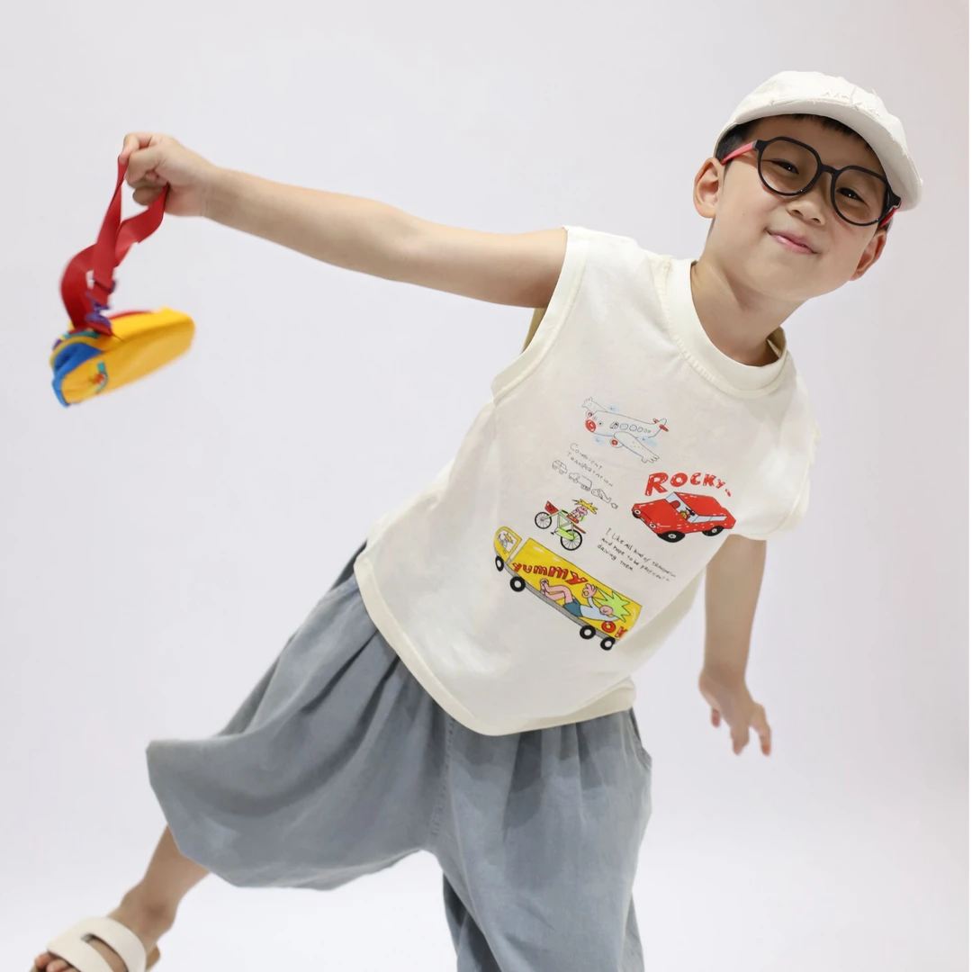 儿童韩版小汽车无袖背心