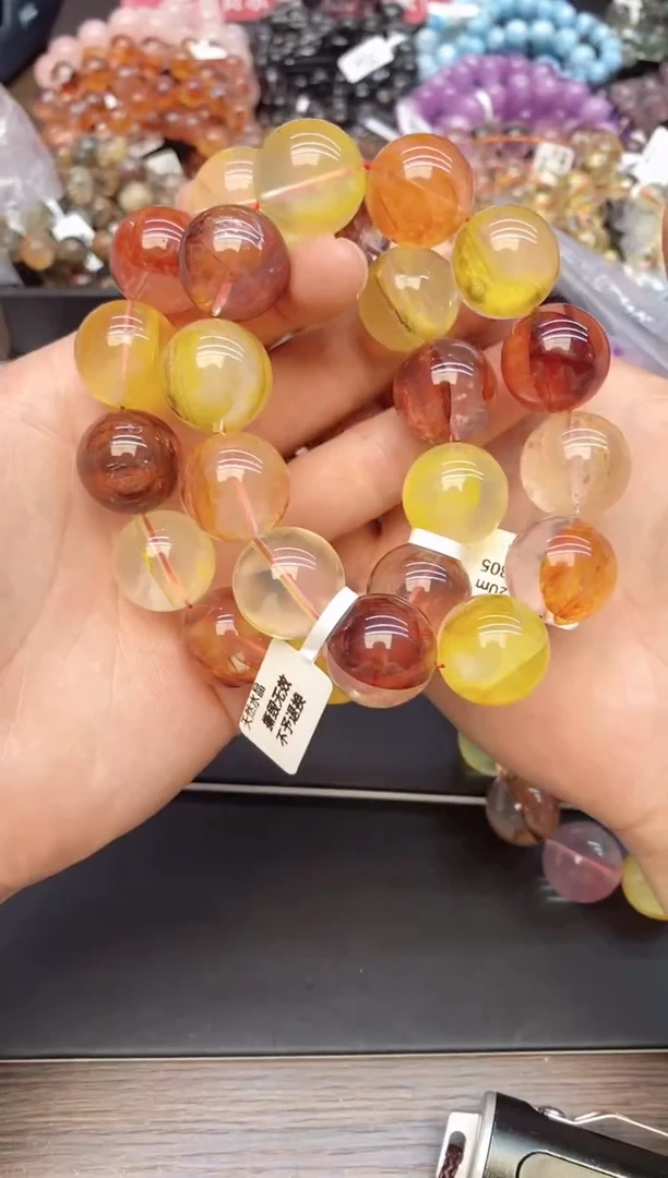 水晶手串未镶嵌48锦鲤胶花20mm+  多样性发其一