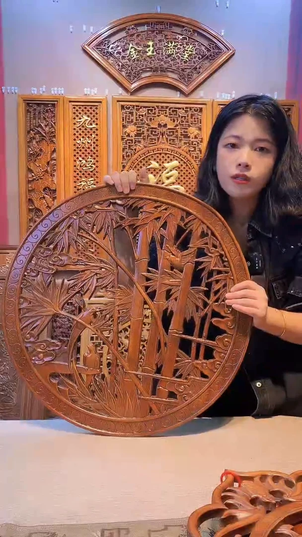 香樟木木雕款香樟木58竹报平安挂件