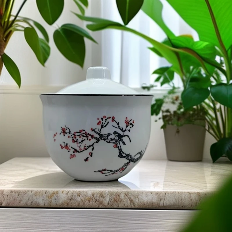 WJ-梅花手绘大号多功能储物罐/高11厘米宽12.5厘米