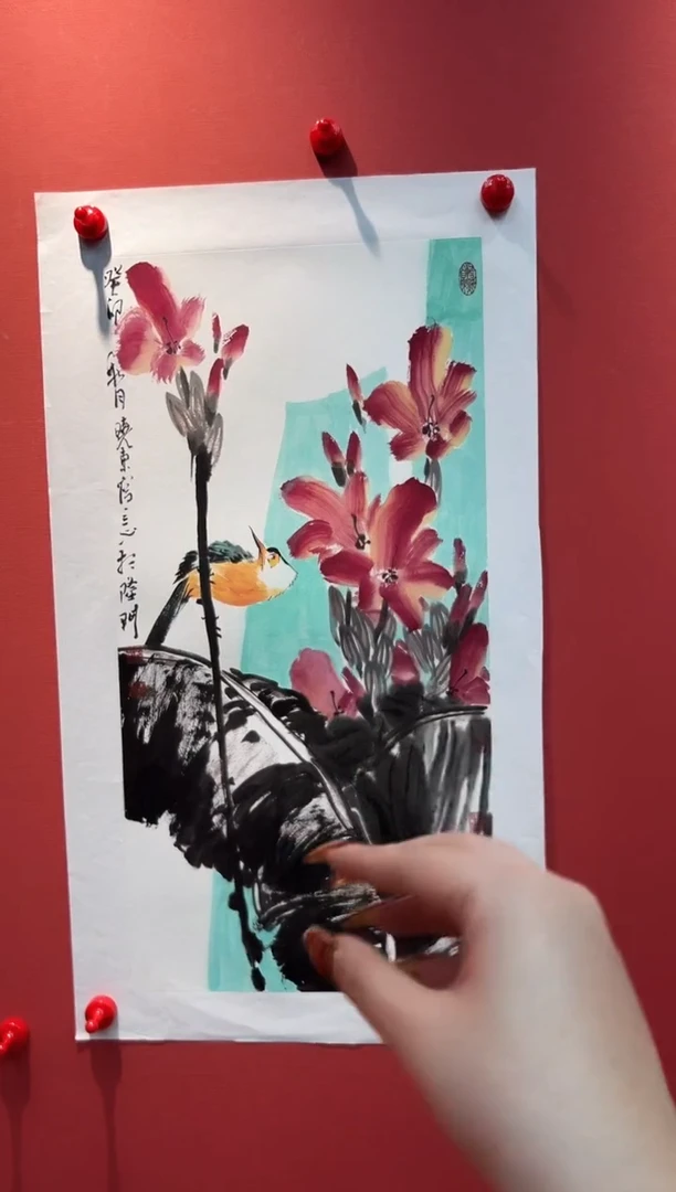 国画刘晓东 2平尺 花鸟