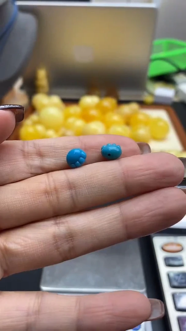 未镶嵌绿松石珠宝奇石2258一对