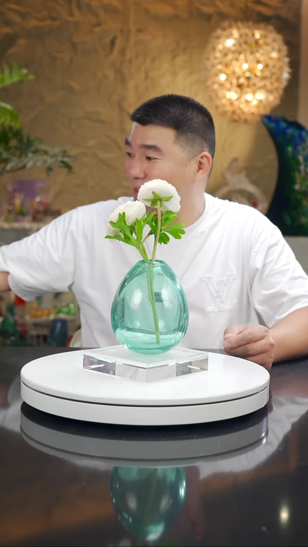 手工艺品琉璃福利湖水蓝花瓶