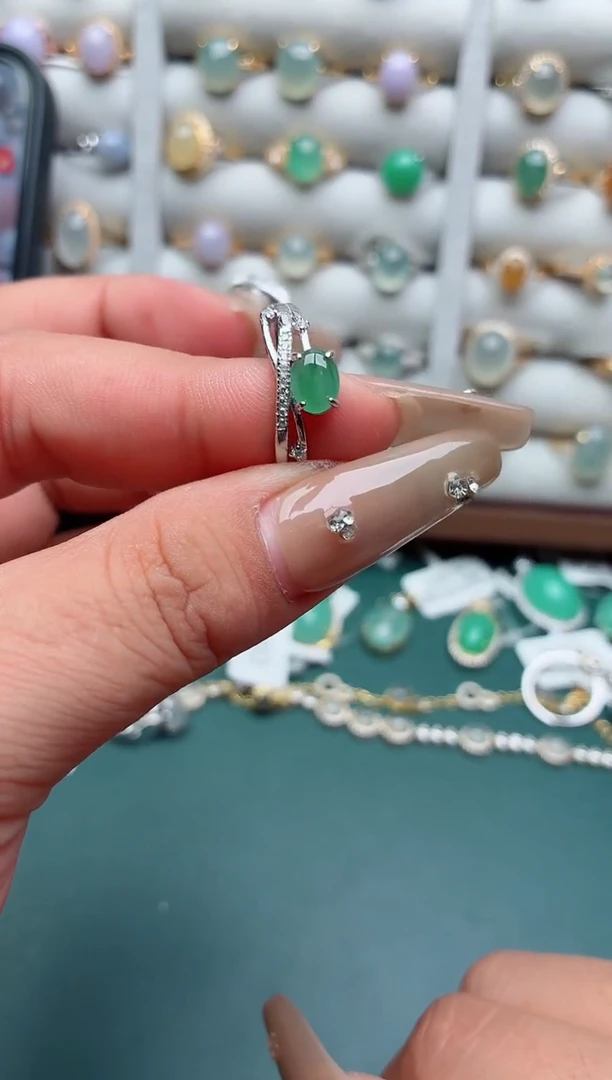 银S925镶嵌戒指翡翠.