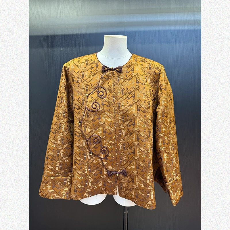 【回纹暖章】新中式香云纱早秋高定刺绣民族风外套680