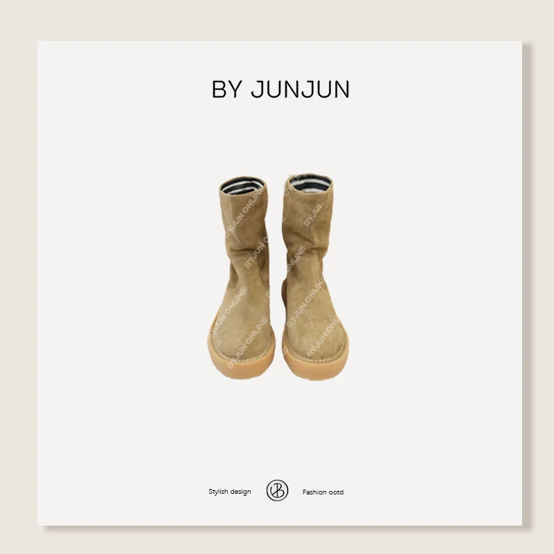 ByJunjun珺珺高级定制百搭鞋履极简牛京皮短靴C25X1426