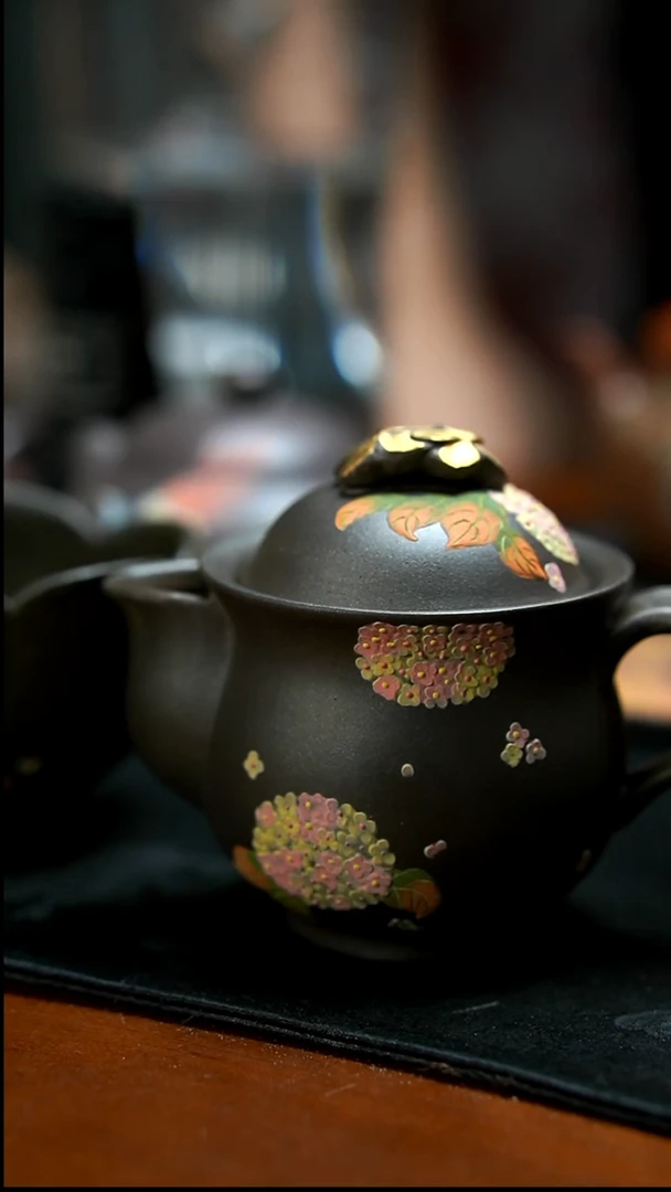 茶壶紫砂柴烧绣球花花滴子壶