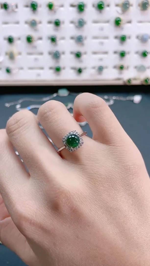 【闪购商品】翡翠戒指银S925镶嵌天然翡翠