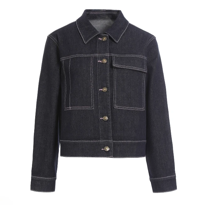 时尚百搭短款设计师翻领牛仔外套