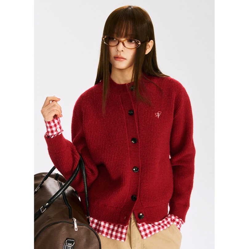 F426潮牌秋季新款休闲软糯假两件拼接针织衫气质短款薄款毛衣6563