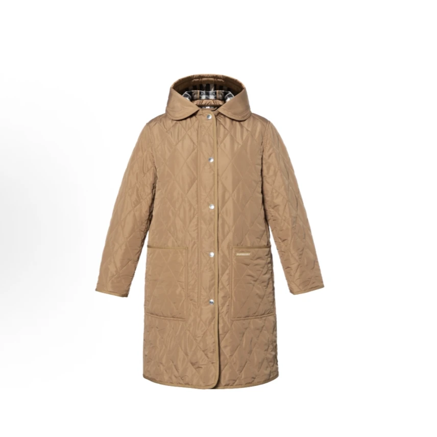 未使用 BURBERRY/博柏利 格纹连帽拉链长袖棉服 LL