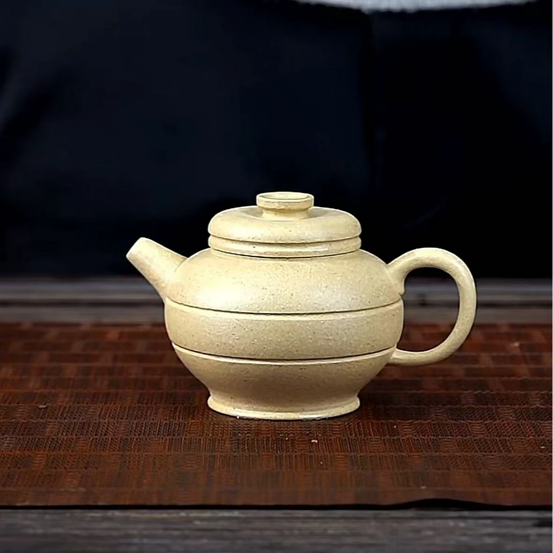 XJ本绿【线韵巨轮150CC】宜兴黄龙山原矿手工紫砂壶