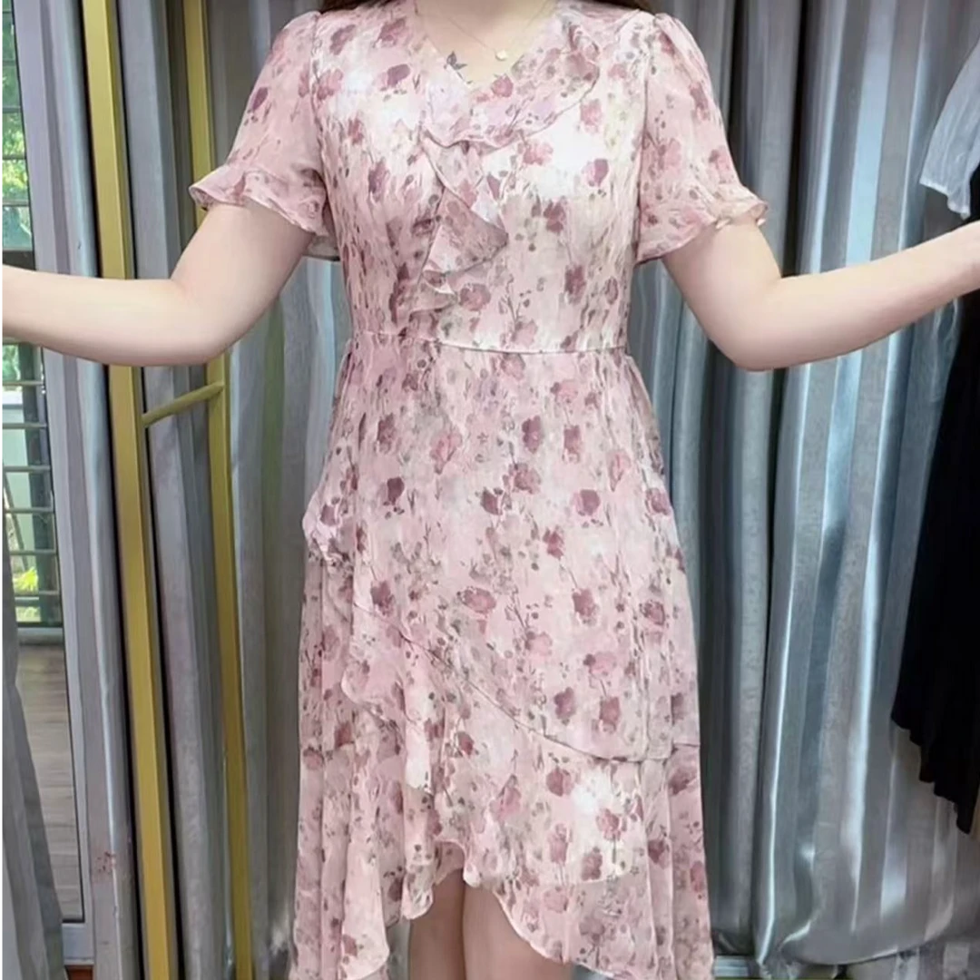 2025夏季新款温柔减龄修身显瘦碎花连衣裙