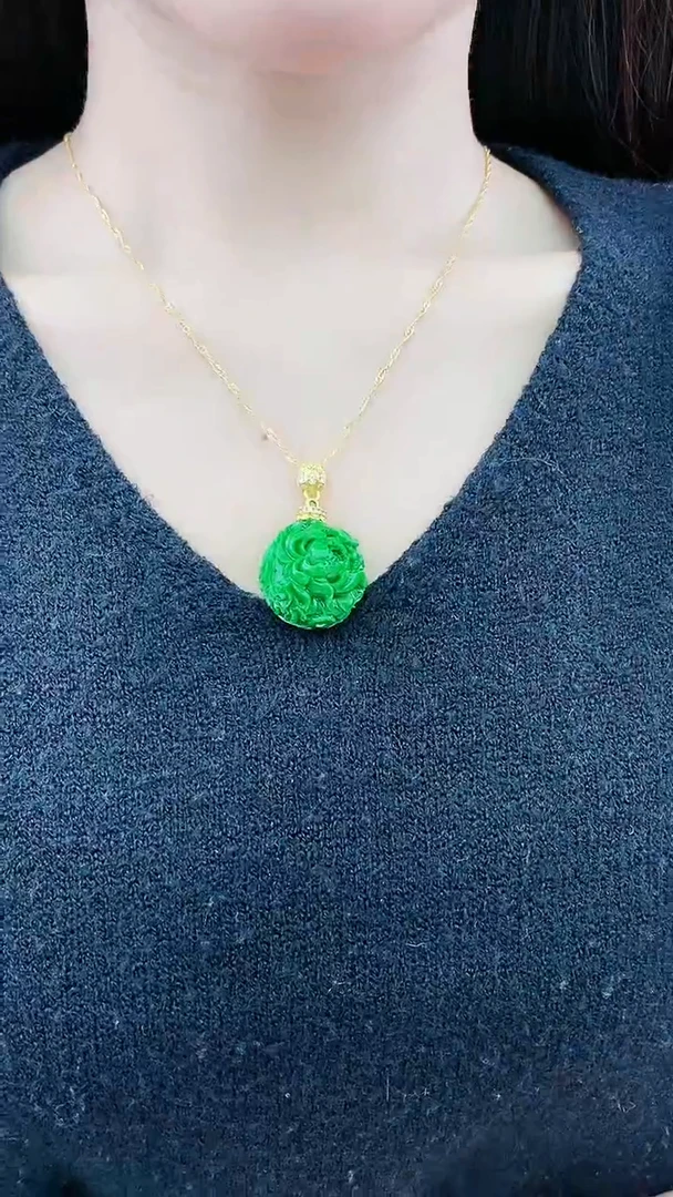 【闪购商品】翡翠颈饰14K金镶嵌D168吊坠