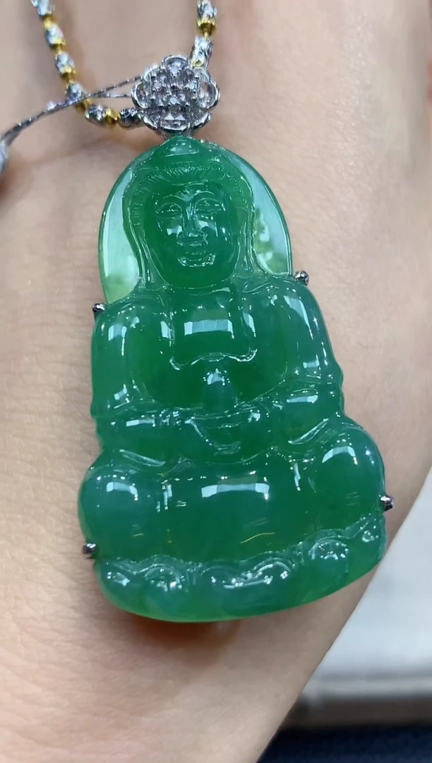 吊坠(不含链)18K金镶嵌翡翠b45