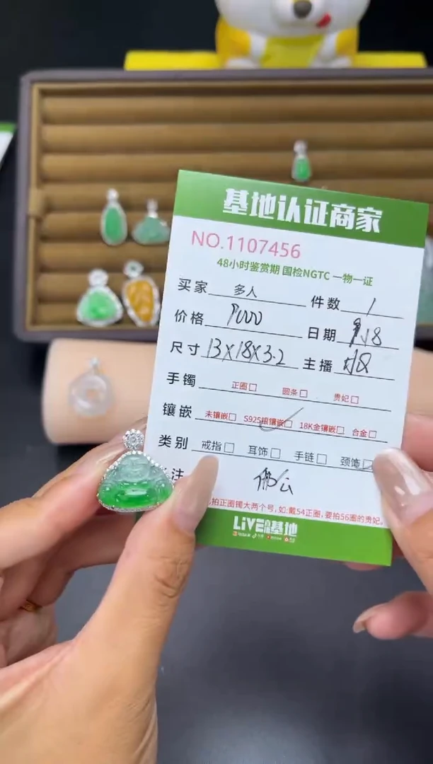 吊坠(不含链)银S925镶嵌翡翠多人