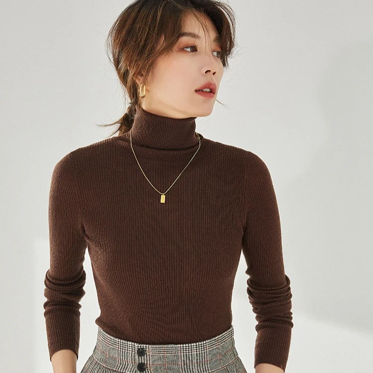 24秋新款高领长袖修身弹力羊毛针织基础打底衫上衣女12709