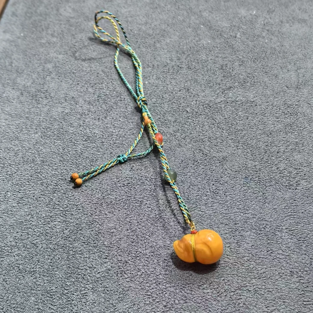 蜜蜡葫芦配南红和田玉编绳项链 YQ 0469
