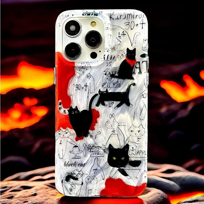 原创猫适用iPhone16手机壳苹果17promax保护套15pro华为mate60pro