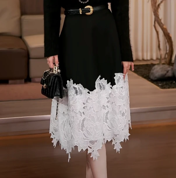 【气质女主】Molly 时尚气质重工显瘦中长款百搭 半身裙 M2530320