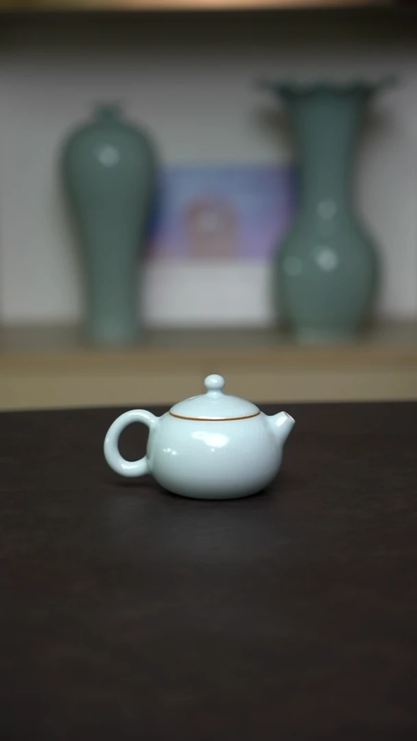 壶瓷月白釉西施壶全手工