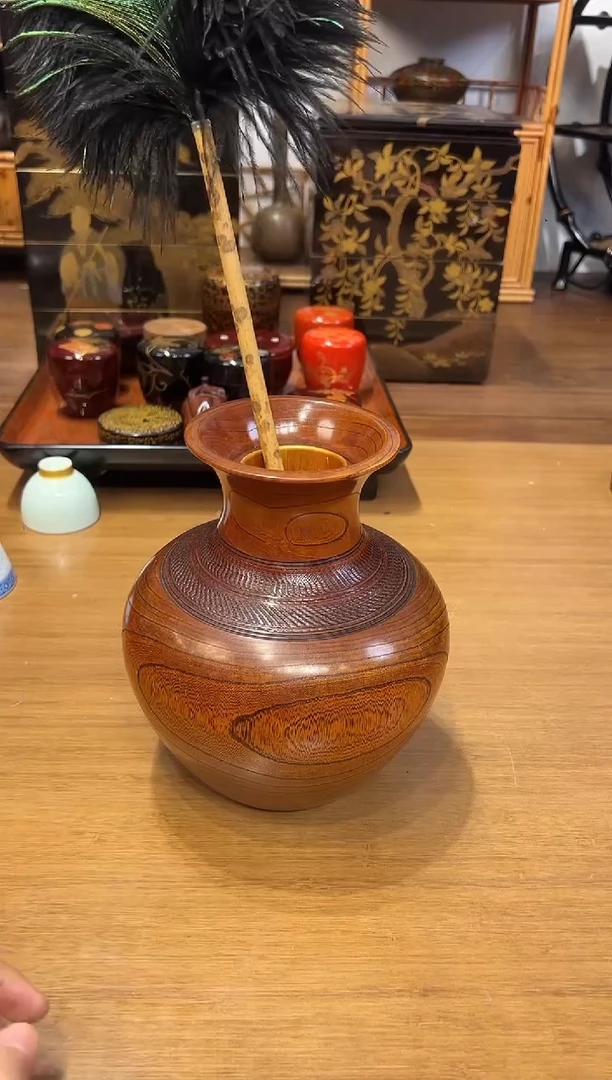 榉木花瓶 大漆漆器大漆漆器