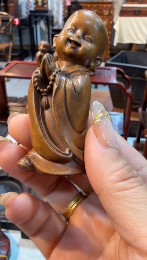 木黄杨 小和尚摆件