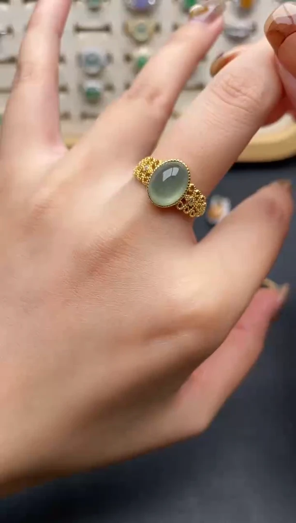 翡翠戒指银S925镶嵌一物一证一礼盒