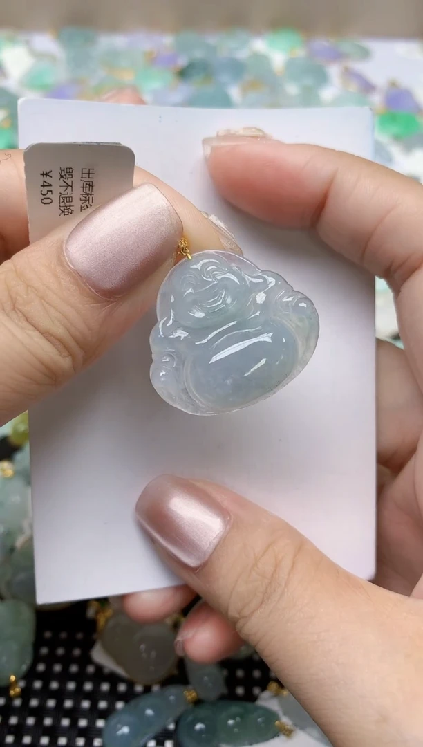 翡翠18K金镶嵌颈饰天然缅甸A货翡翠