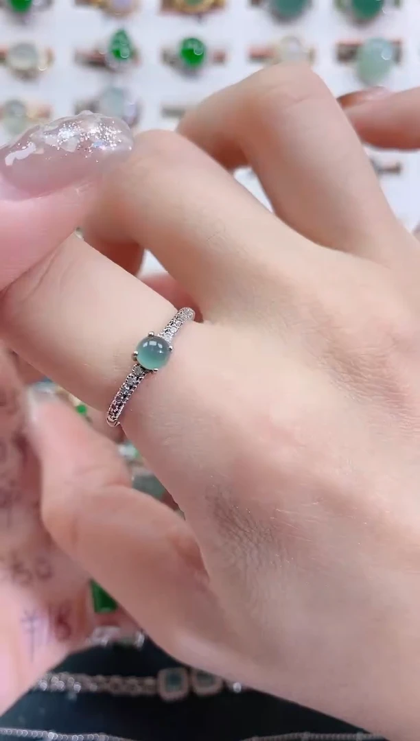 银S925镶嵌戒指翡翠天然翡翠